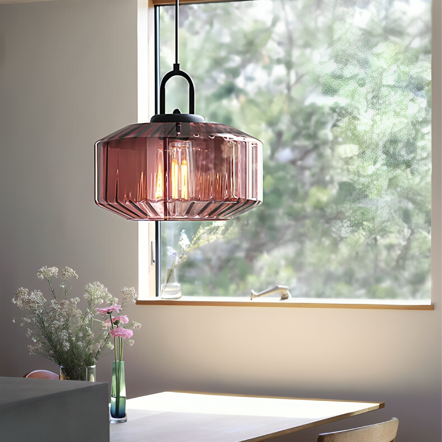 Colorful glass pendant light