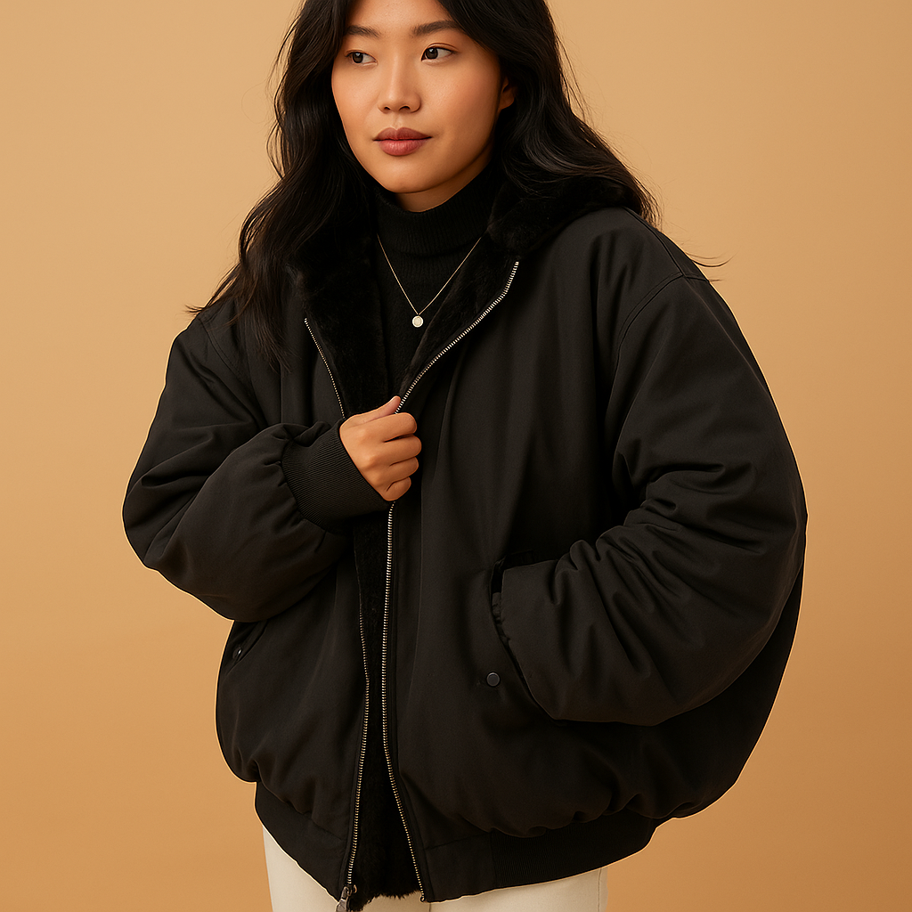 Damen Kurz Wintermantel mit Kapuze – Warm & Stilvoll