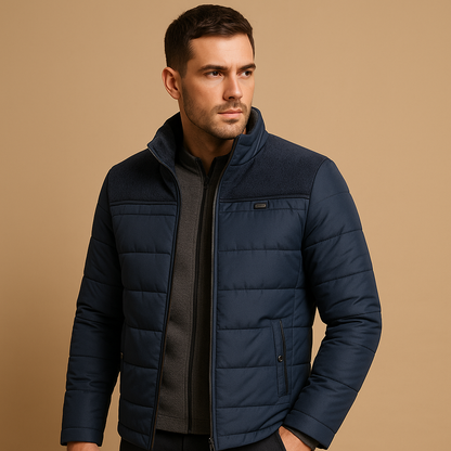 Herren Fleece Zip-Jacke mit hohem Kragen – Warm und leicht