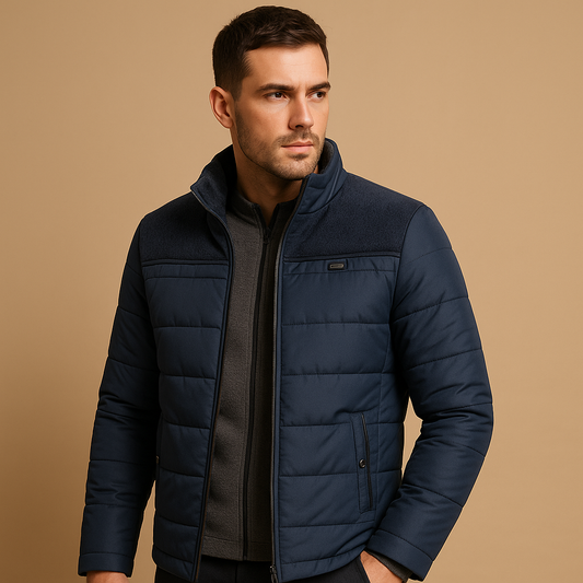Herren Fleece Zip-Jacke mit hohem Kragen – Warm und leicht