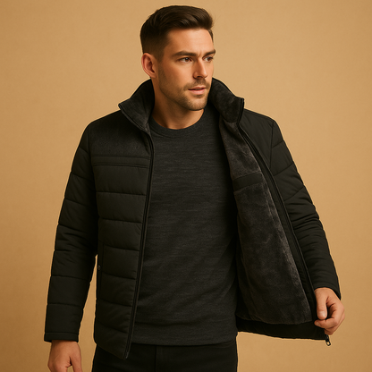 Herren Fleece Zip-Jacke mit hohem Kragen – Warm und leicht