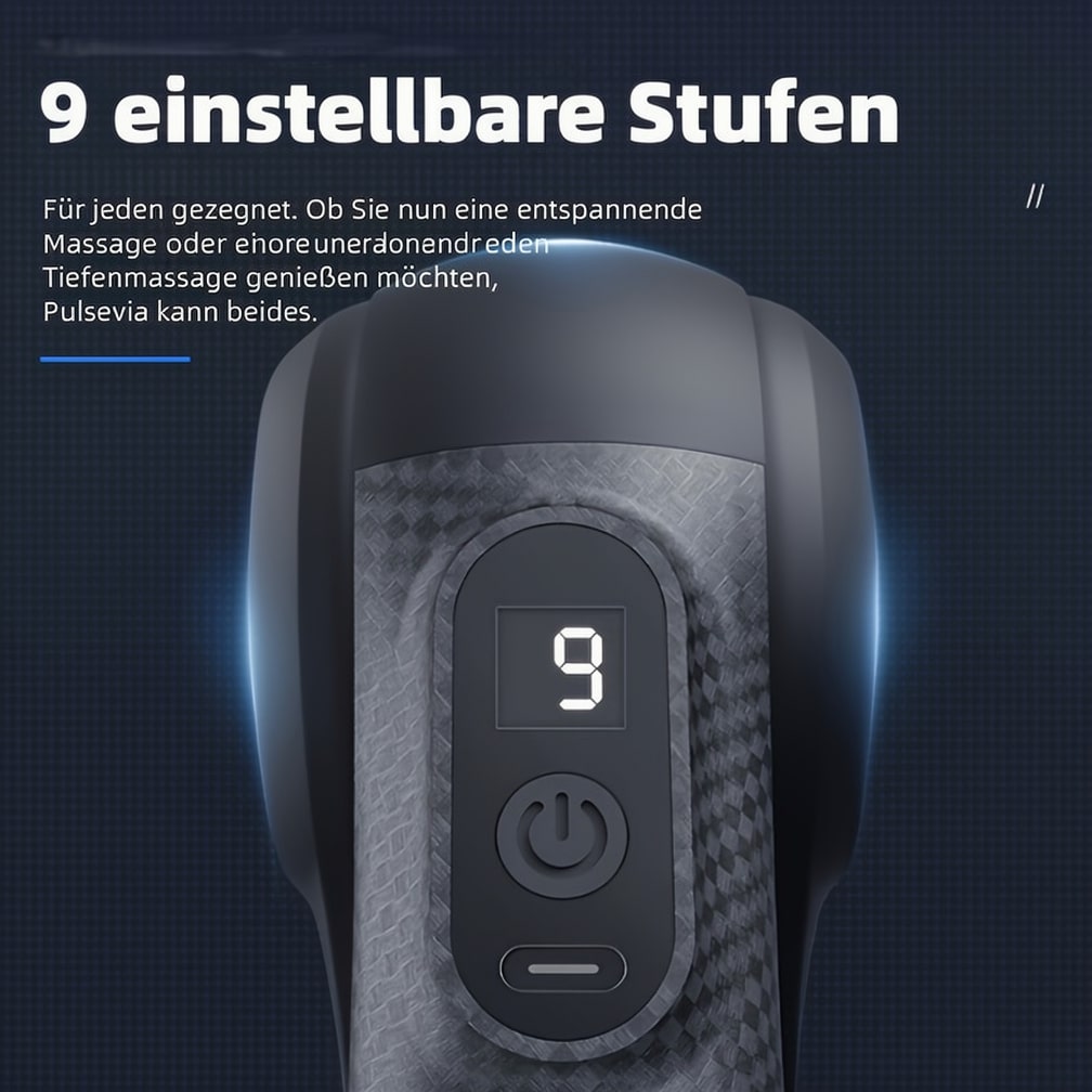 Massagegerät mit 9 Aufsätzen | Massagegerät für Nacken, Rücken, Füße und mehr | Massagepistole | Pulsevia