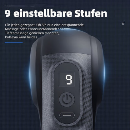 Massagegerät mit 9 Aufsätzen | Massagegerät für Nacken, Rücken, Füße und mehr | Massagepistole | Pulsevia