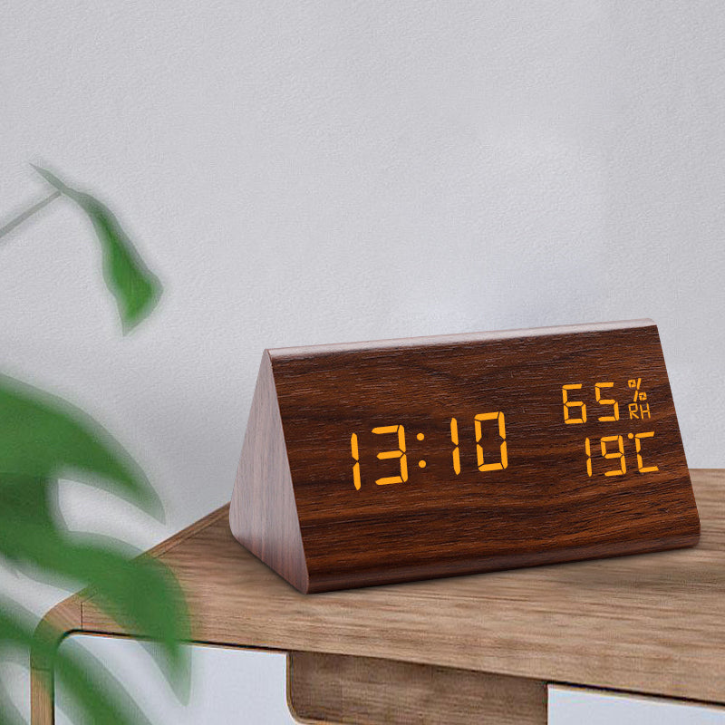 Digitaler LED Wecker Holz Zeitgemäß Temperatur