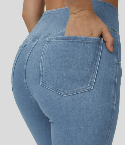 ElsaShape Hoge Taille Jeans met Crossover Band - Gewassen Look