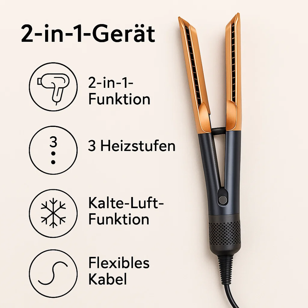 2-in-1 Föhn- und Glätteisen für müheloses Haarestyling