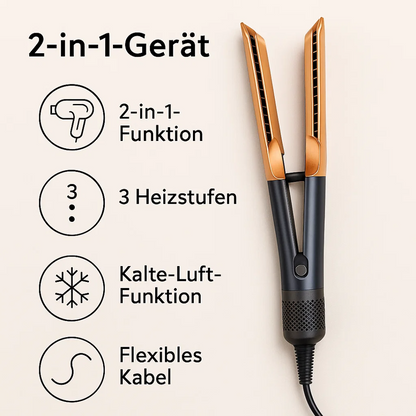 2-in-1 Föhn- und Glätteisen für müheloses Haarestyling