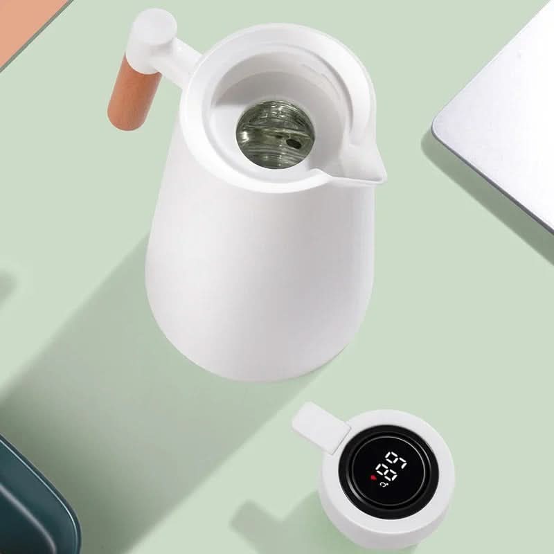 Thermokanne mit Temperaturanzeige | Isolierkanne 1 Liter für Kaffee & Tee | Heatina