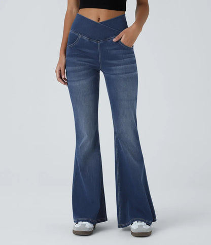 ElsaShape Hoge Taille Jeans met Crossover Band - Gewassen Look