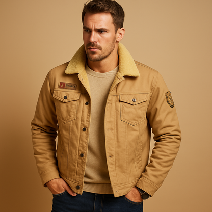 Herren Fleece Motorradjacke mit verstärkten Einsätzen | Lässige Passform